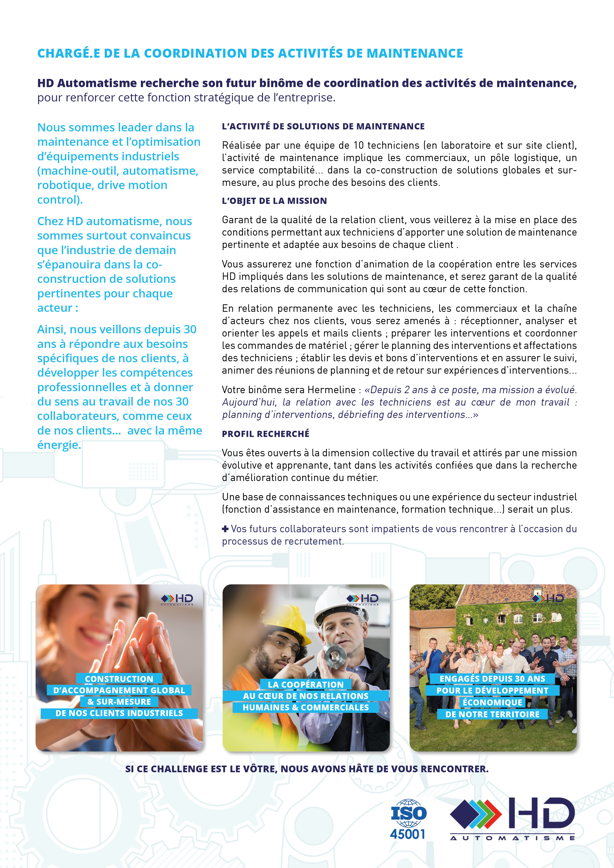 CHARGÉ.E DE LA COORDINATION DES ACTIVITÉS DE MAINTENANCE